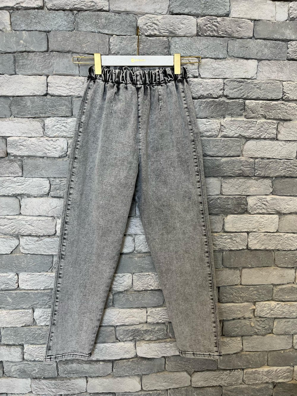 Gray Elastic Waist Pants