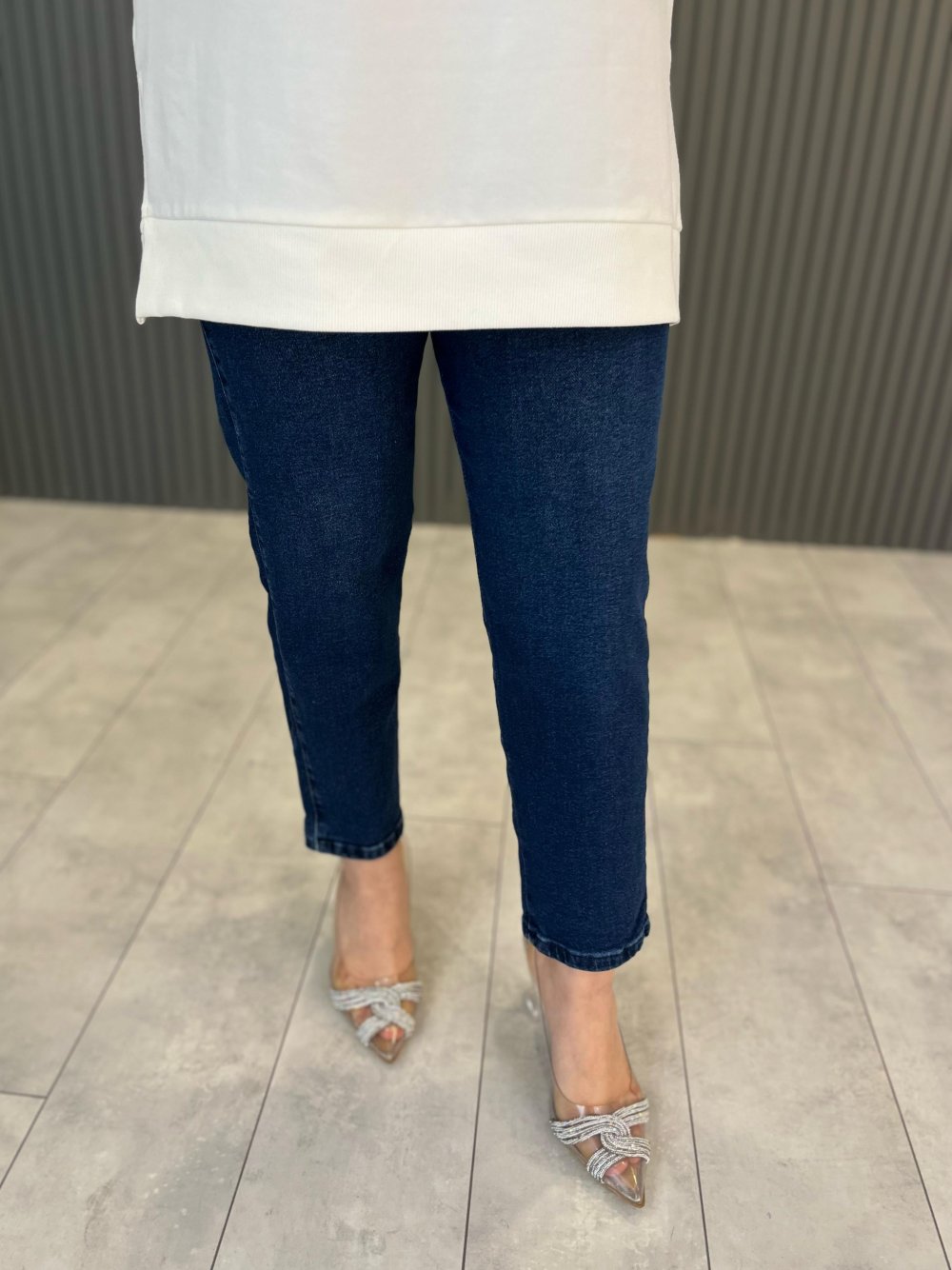 Navy Blue Elastic Waist Pants