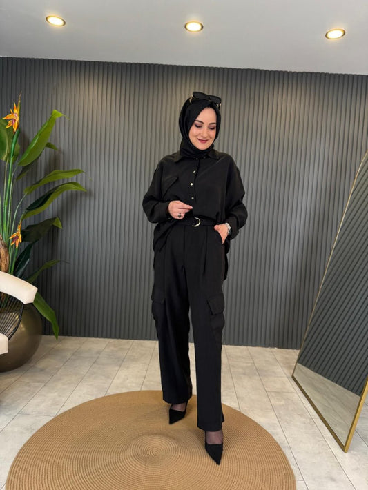 Black Passion Pantsuit with Dubai Detail and Pockets