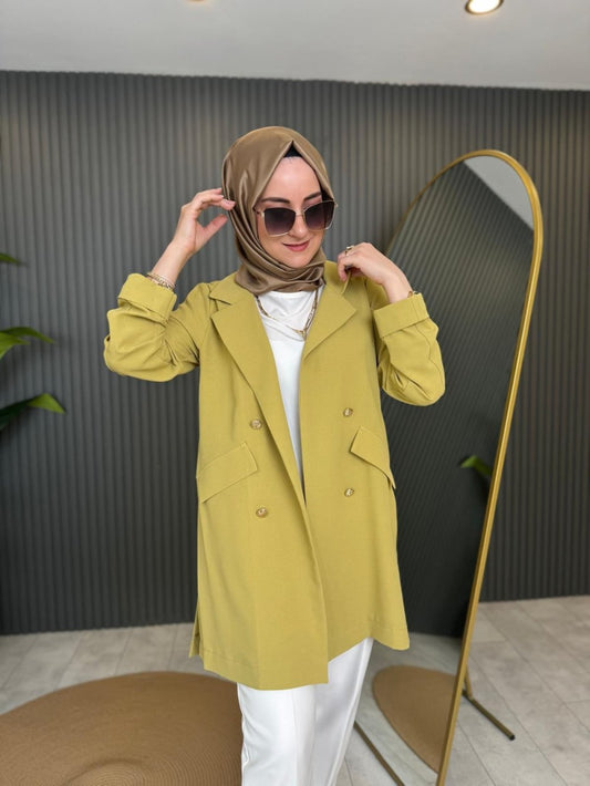 Linda Double-Breasted Jacket Olive Green