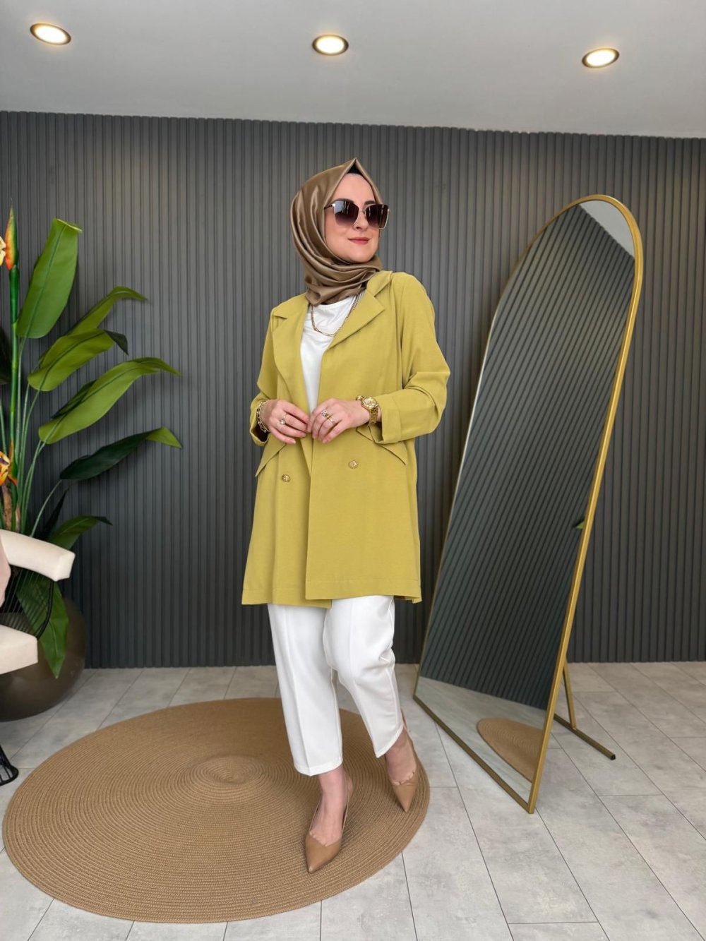 Linda Double-Breasted Jacket Olive Green