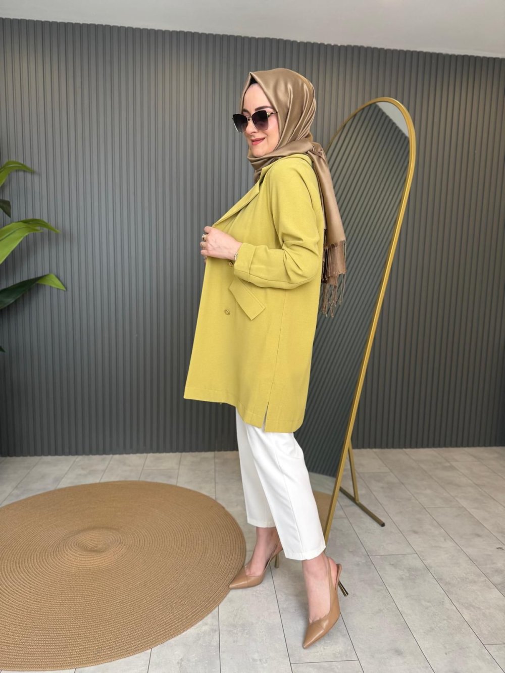 Linda Double-Breasted Jacket Olive Green