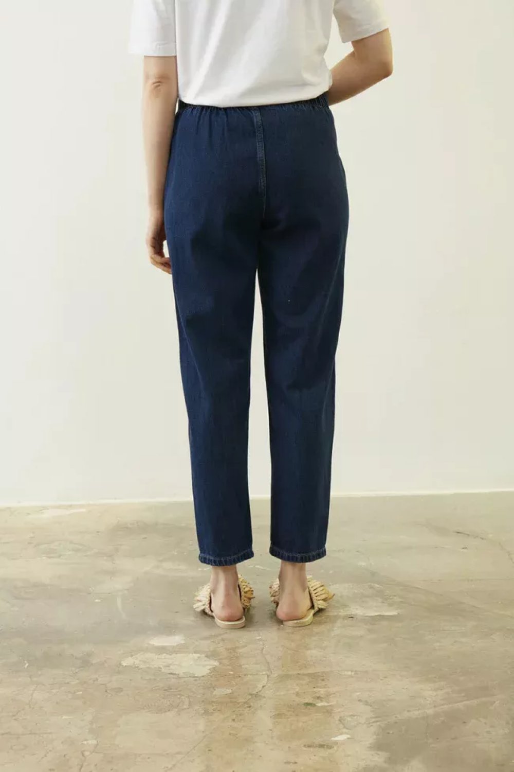 Navy Blue Front Button Denim Pants