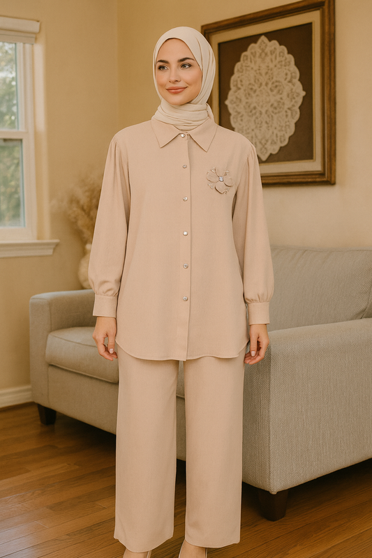 A two-piece modest pants set