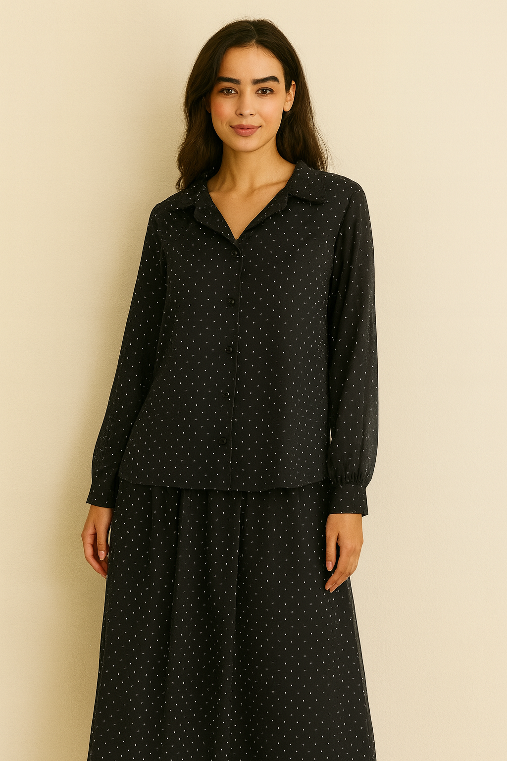Black Polka-Dot Two-Piece Set
