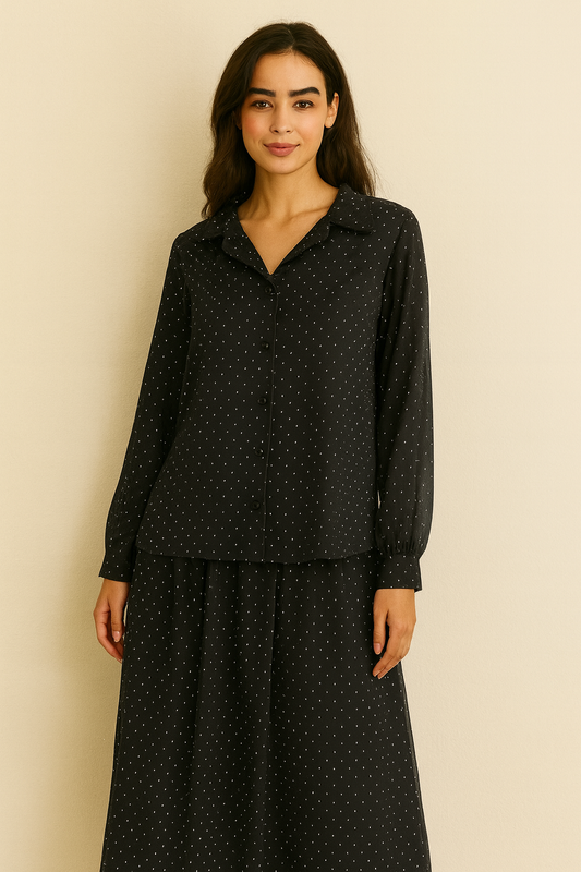 Black Polka-Dot Two-Piece Set