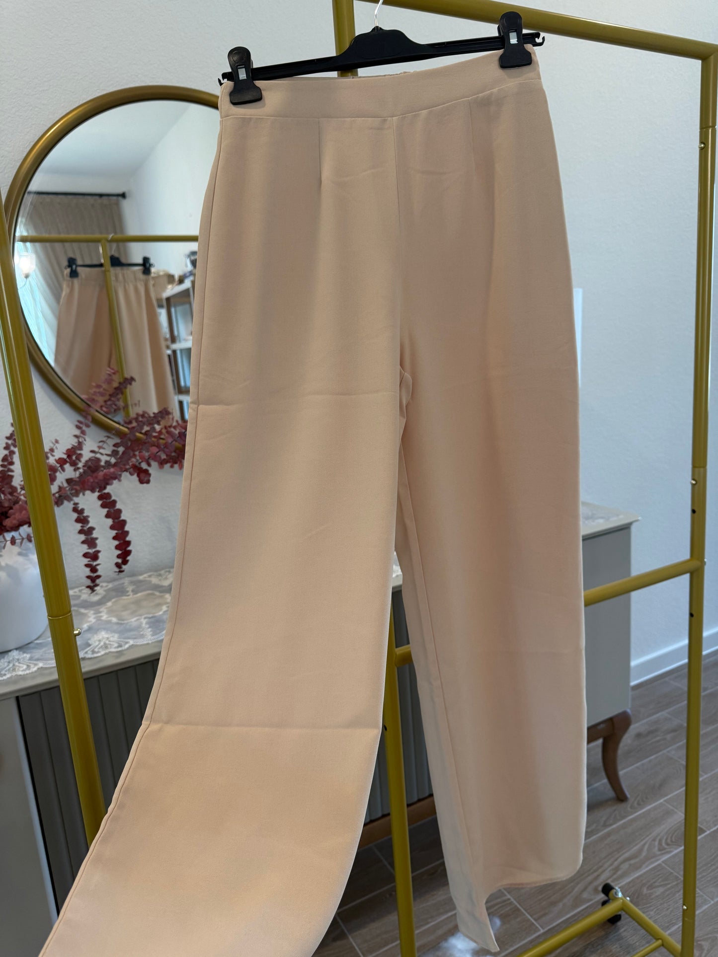 Nude Wide-Leg Palazzo Pants