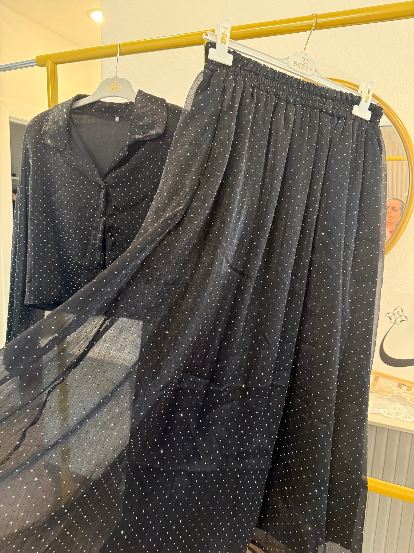 Black Polka-Dot Two-Piece Set