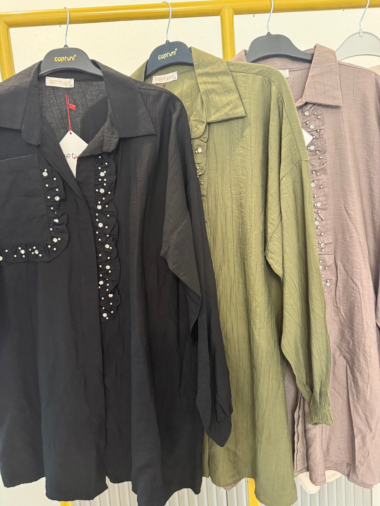A longline button-down tunic shirt
