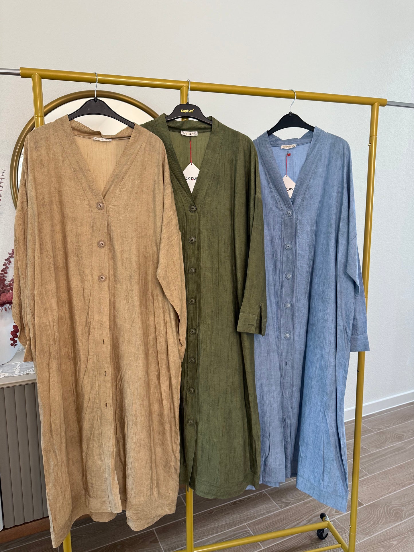 Button-down linen maxi dress