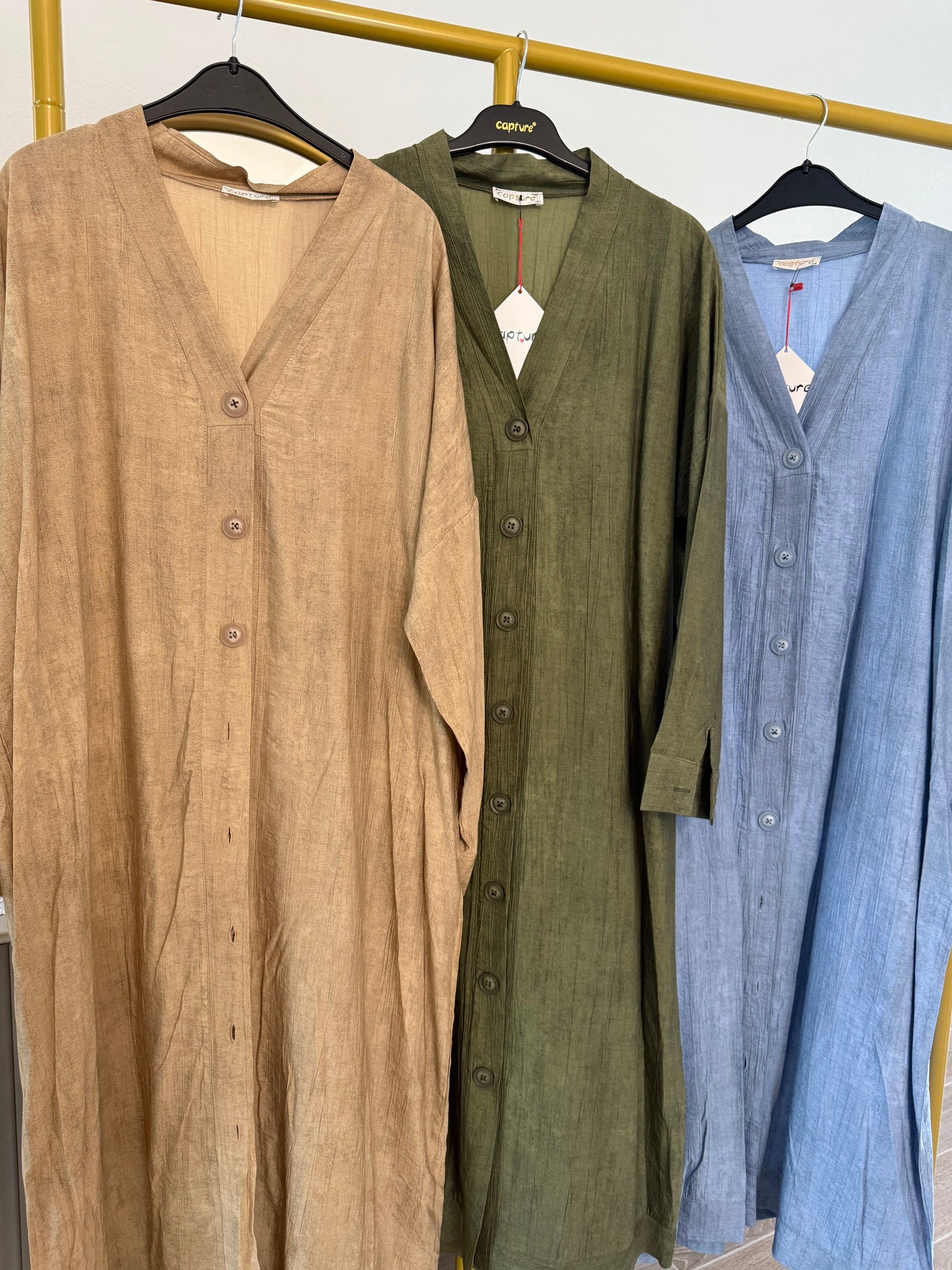 Button-down linen maxi dress