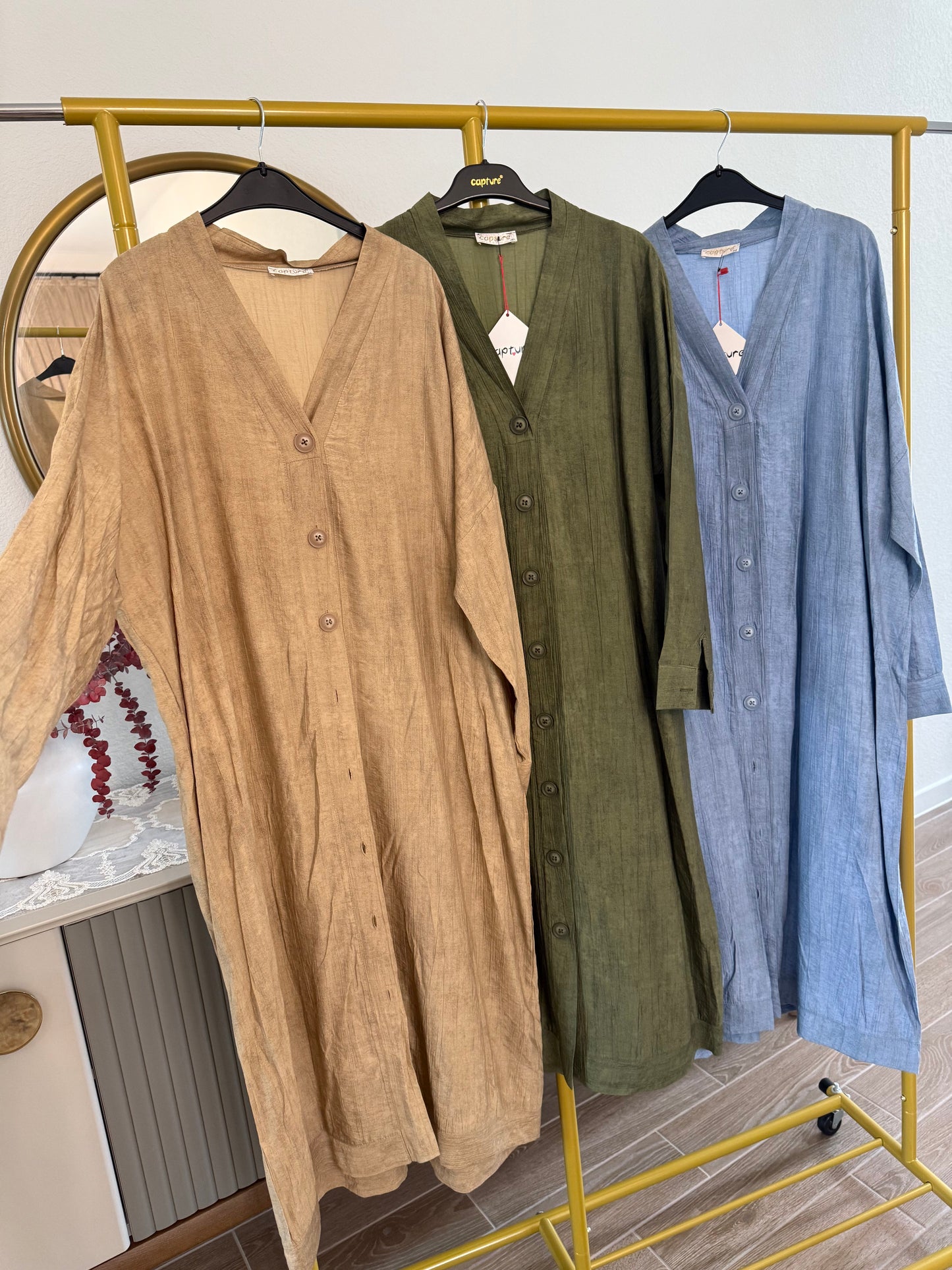 Button-down linen maxi dress