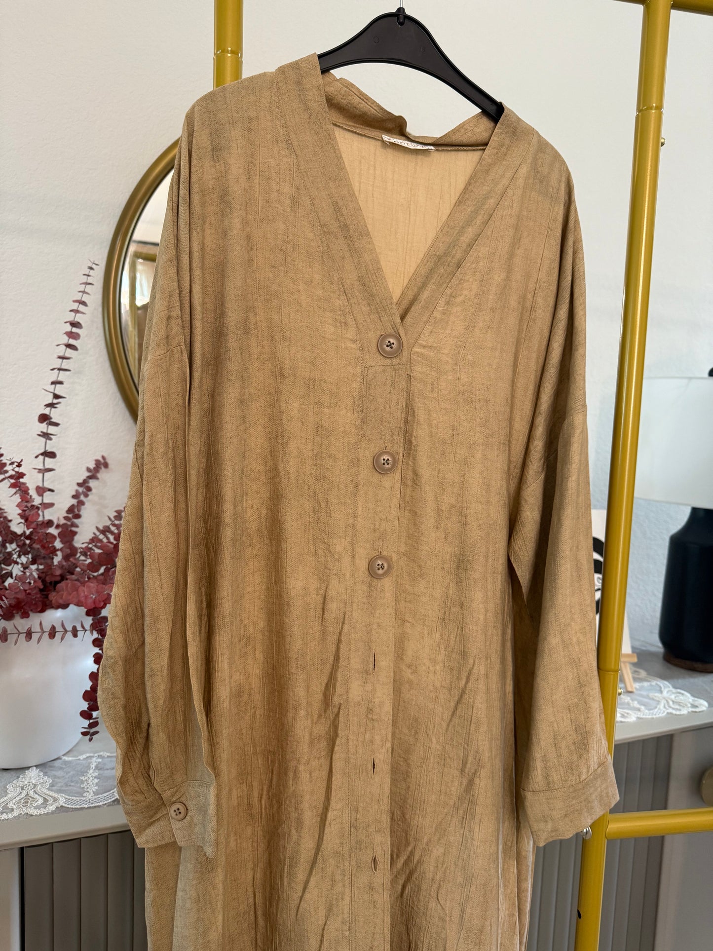 Button-down linen maxi dress