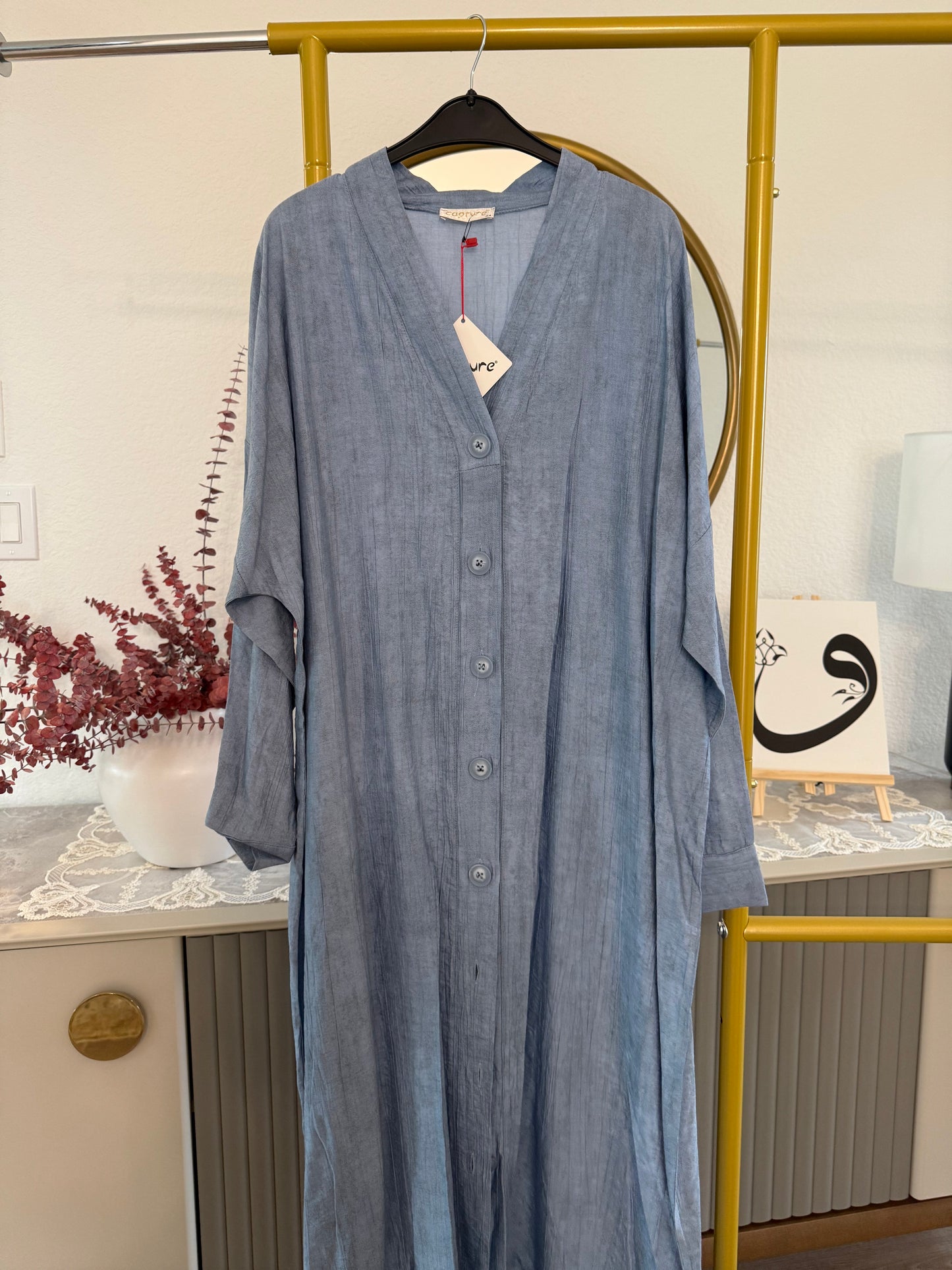 Button-down linen maxi dress