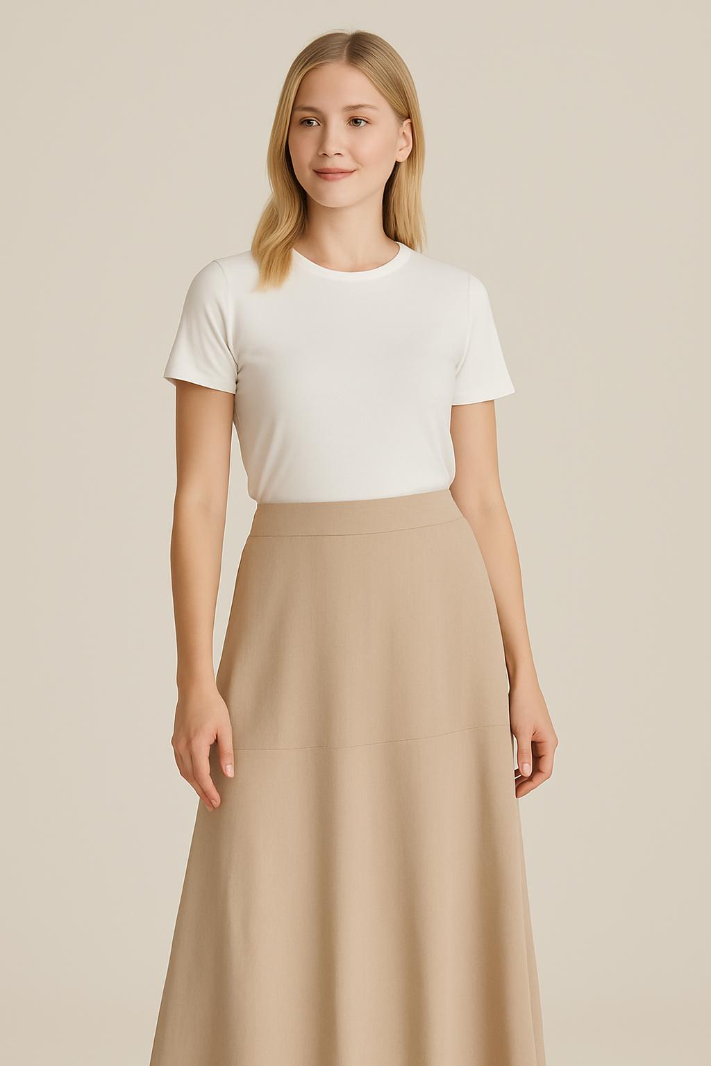 Beige A-Line Modest Skirt