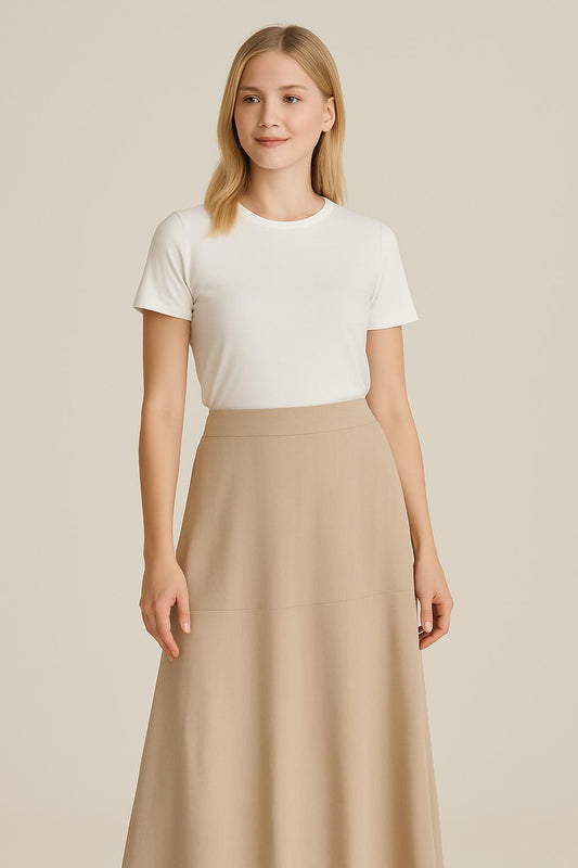 Beige A-Line Modest Skirt