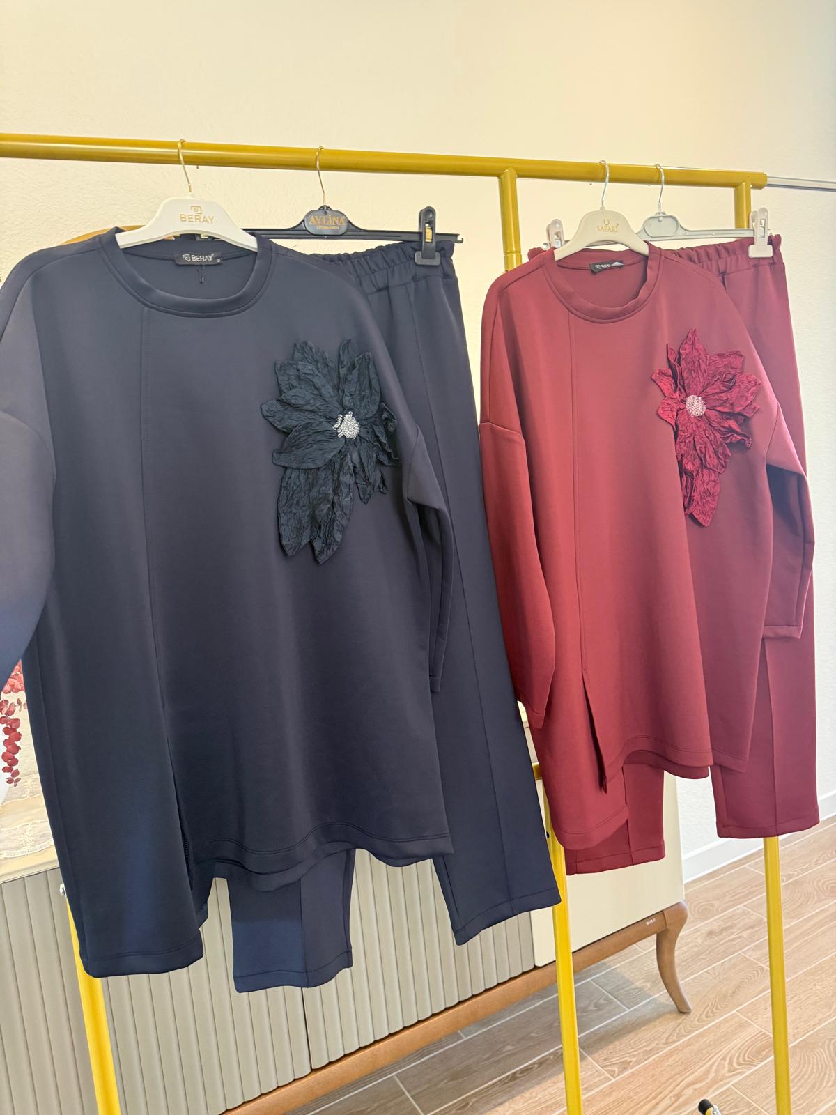 Two-Piece Set with Floral Appliqué