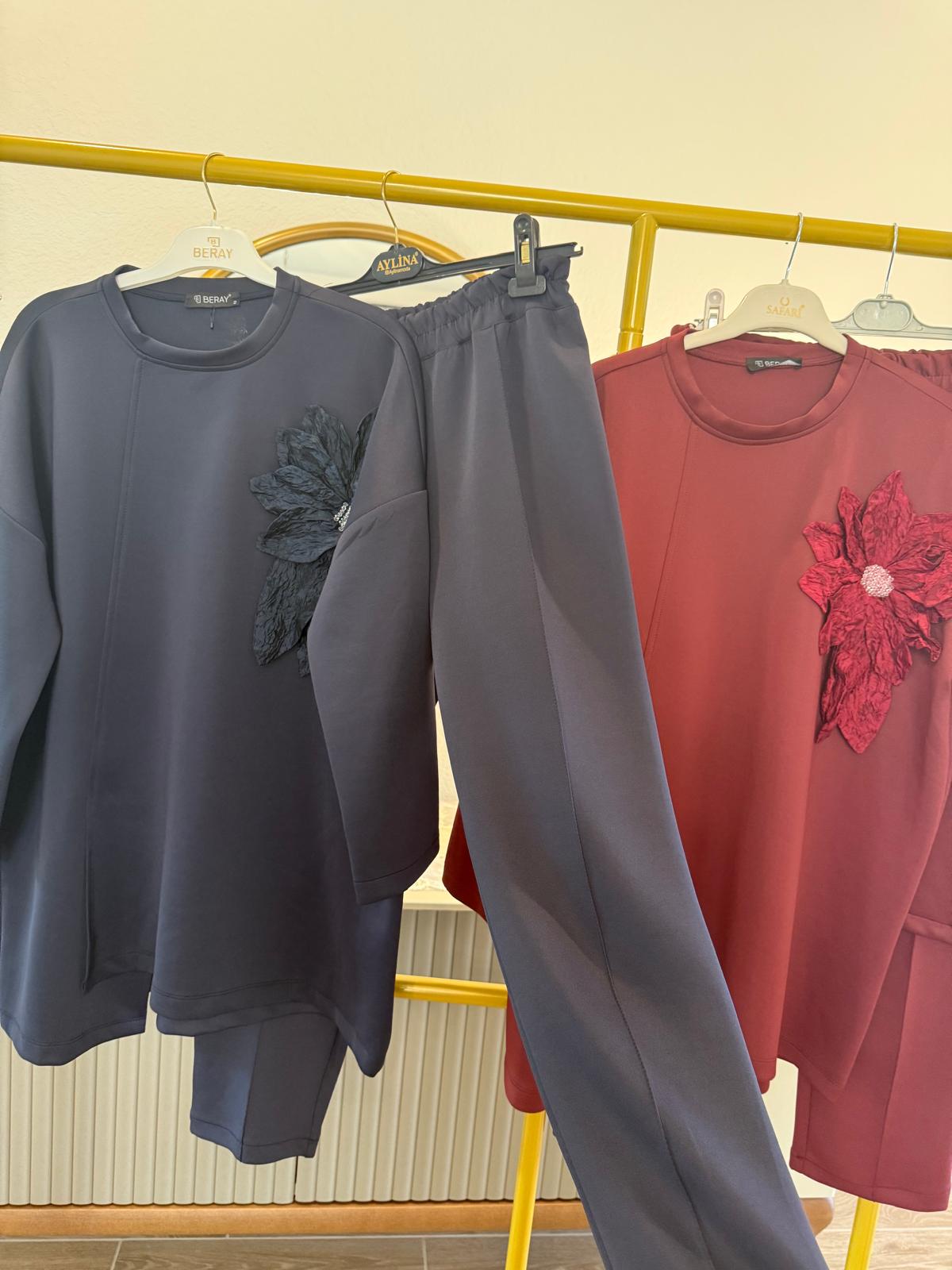 Two-Piece Set with Floral Appliqué