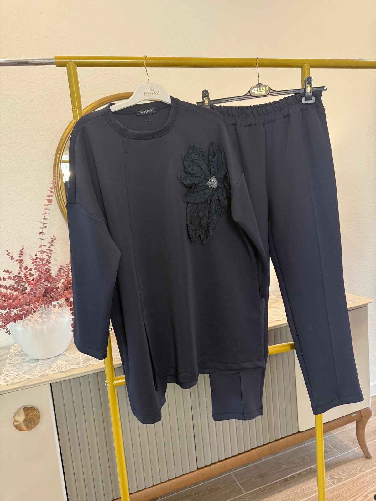 Two-Piece Set with Floral Appliqué
