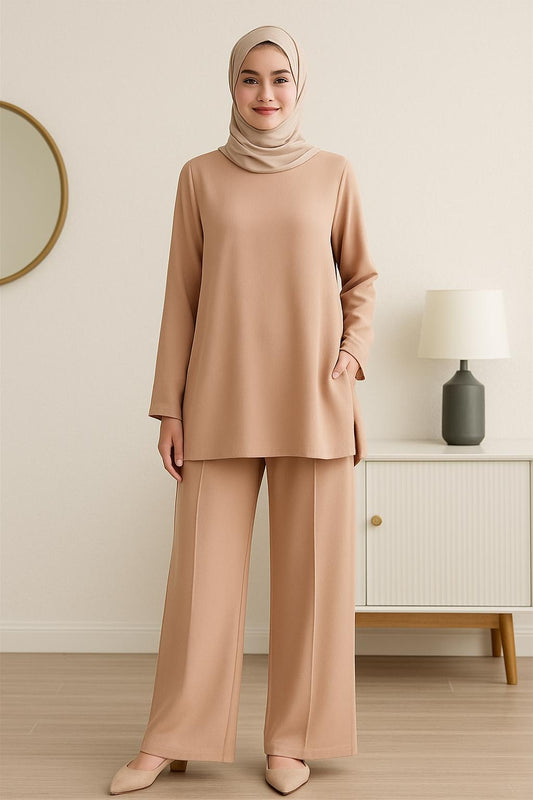 Nude Wide-Leg Palazzo Pants