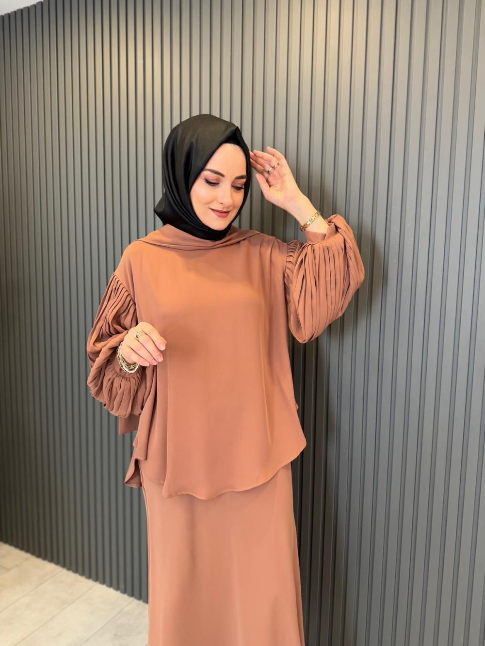 Brown Skirted Lamarca Diagonal Set Brown