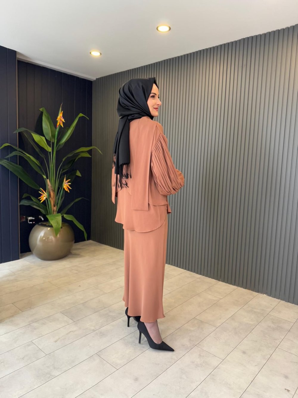 Brown Skirted Lamarca Diagonal Set Brown