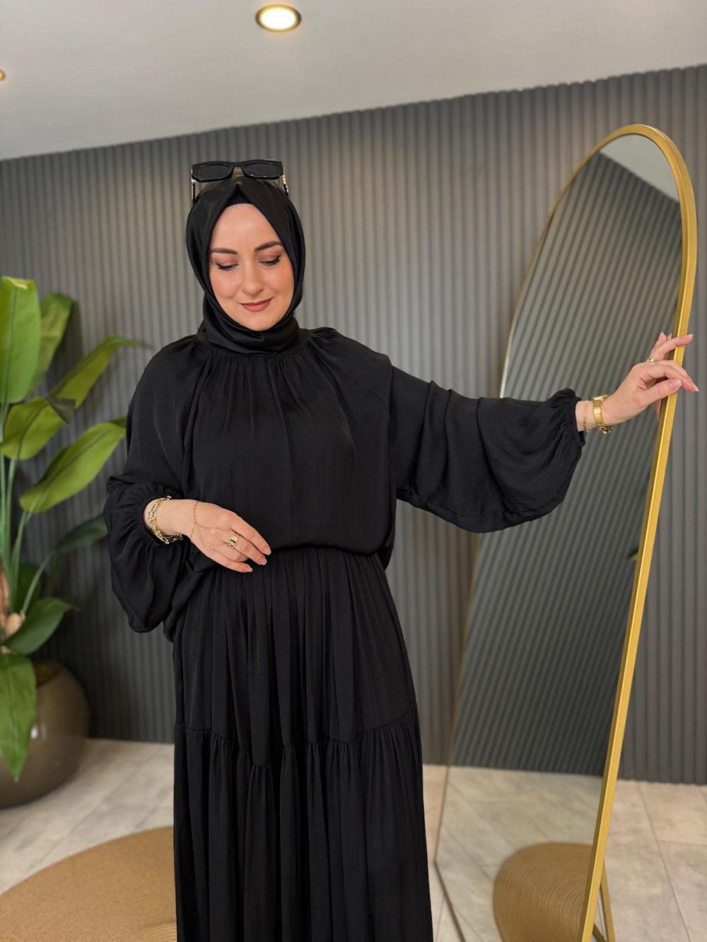 Silk Skirt Set Black