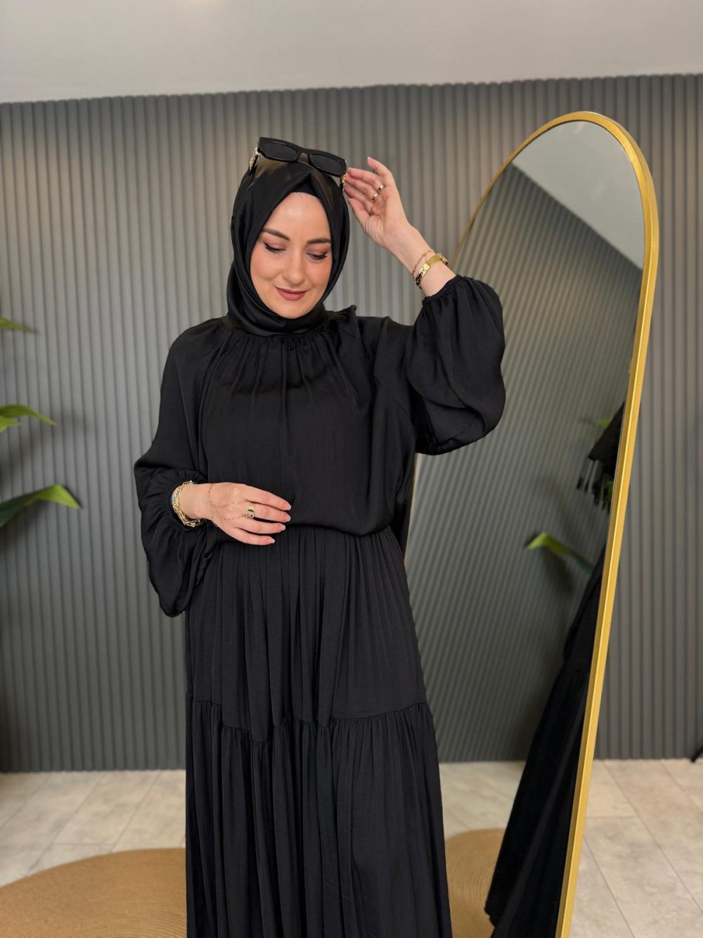 Silk Skirt Set Black