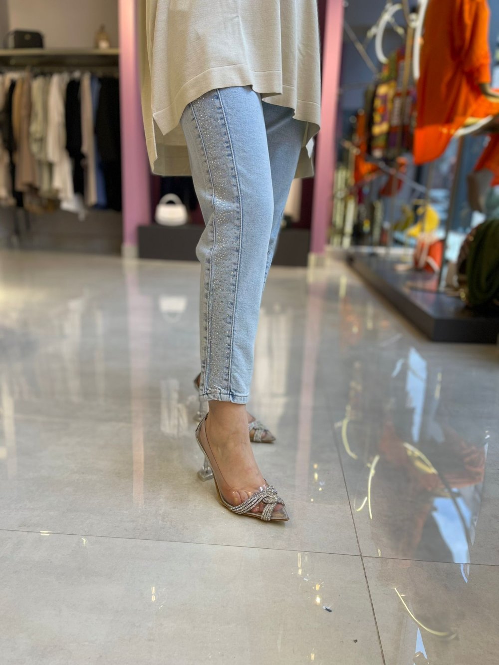 Sparkle Detailed Pants Baby Blue