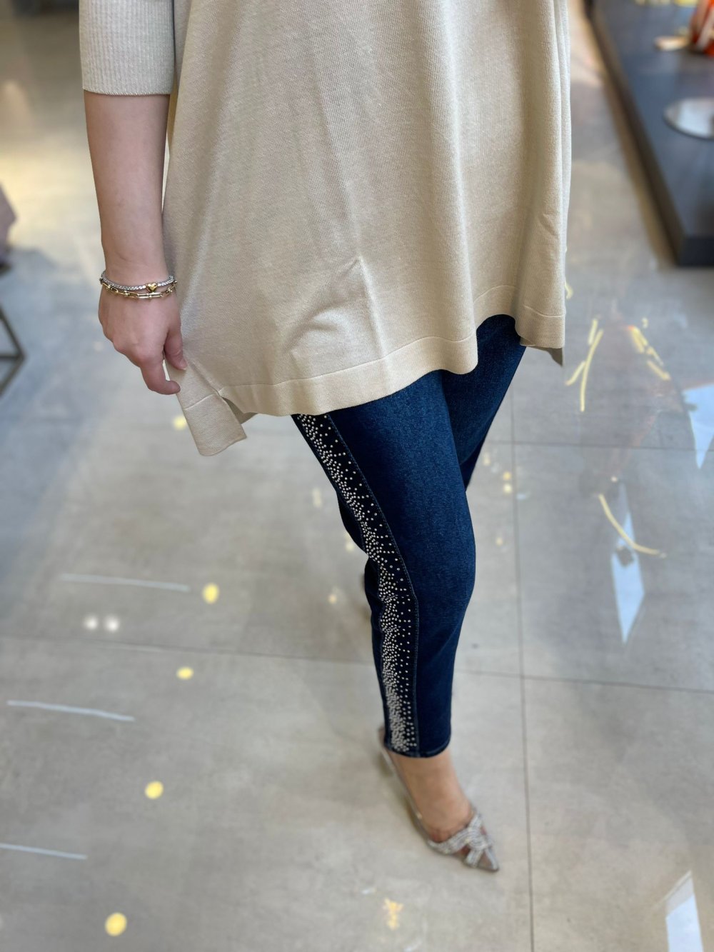 Sparkle Detailed Pants Navy Blue