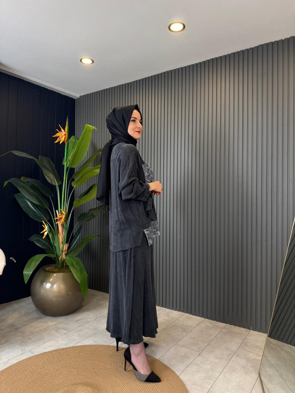 Sequin Embellished Set Black