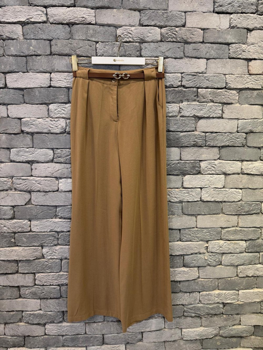 High Waist Belted Pants Camel