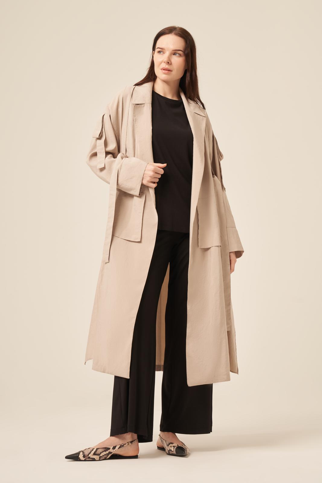 Dubai-Style Open Abaya with Ruffle and Suspender Details