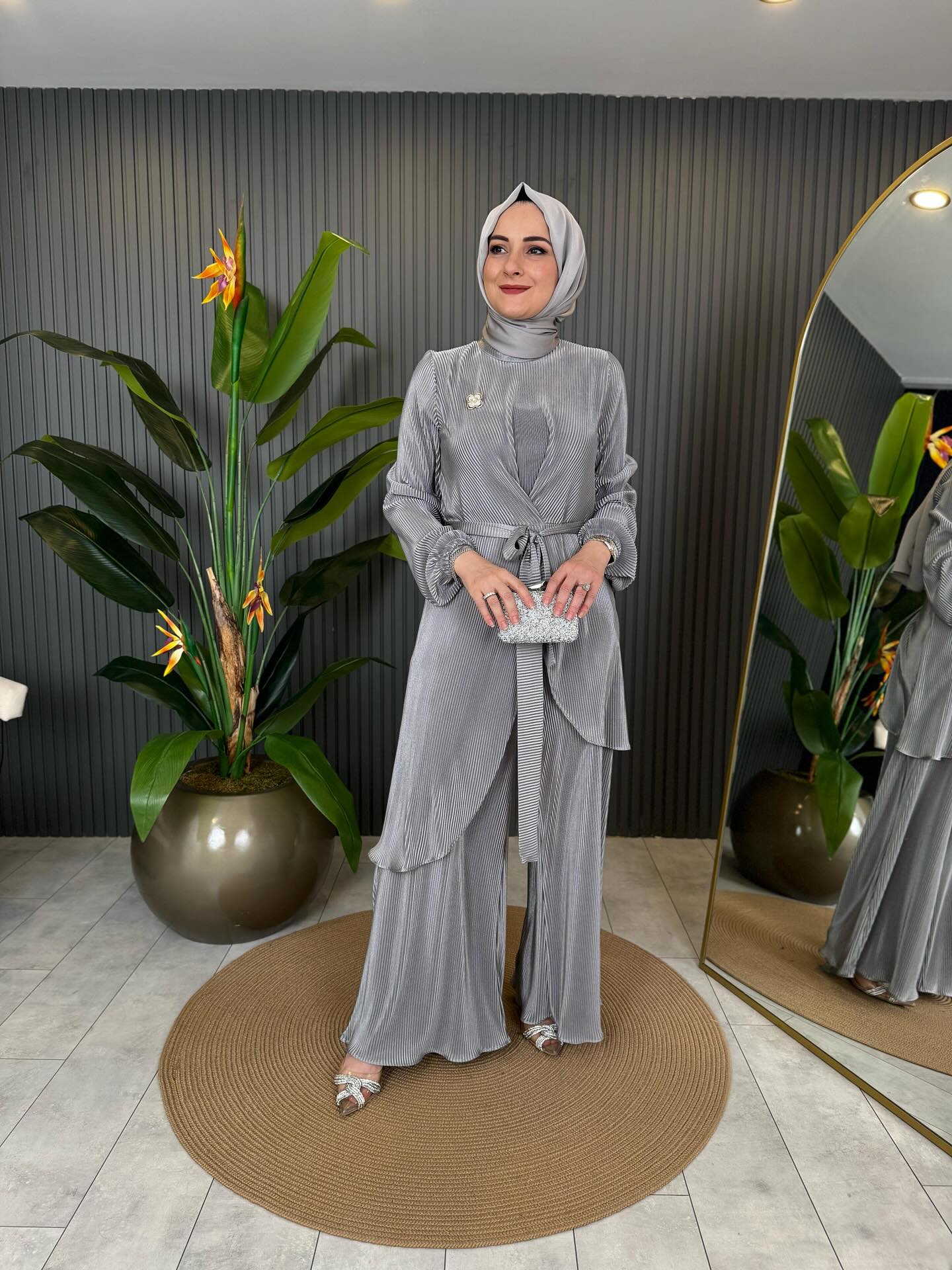 Silk Set with Waist Tie