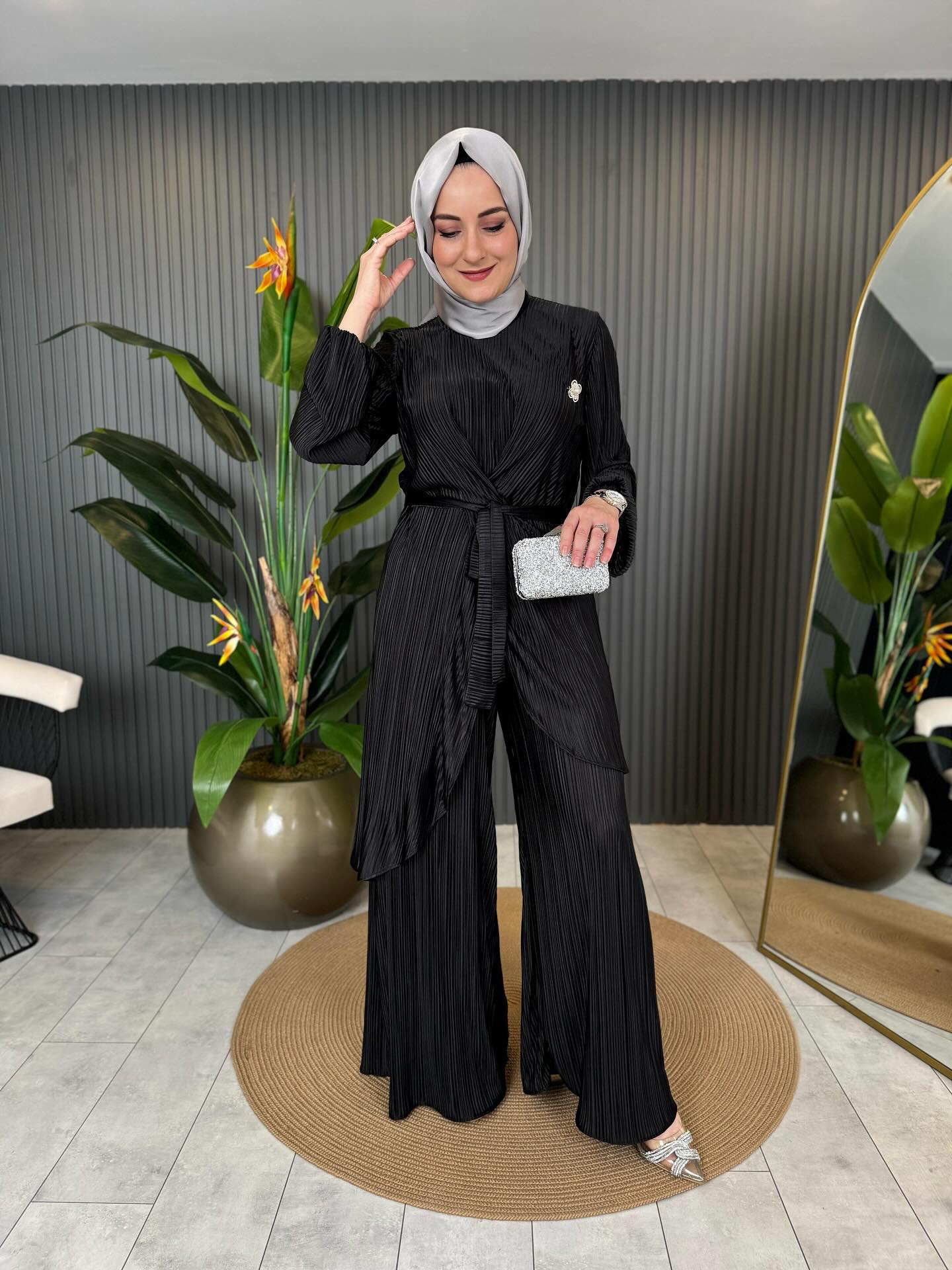 Silk Set with Waist Tie