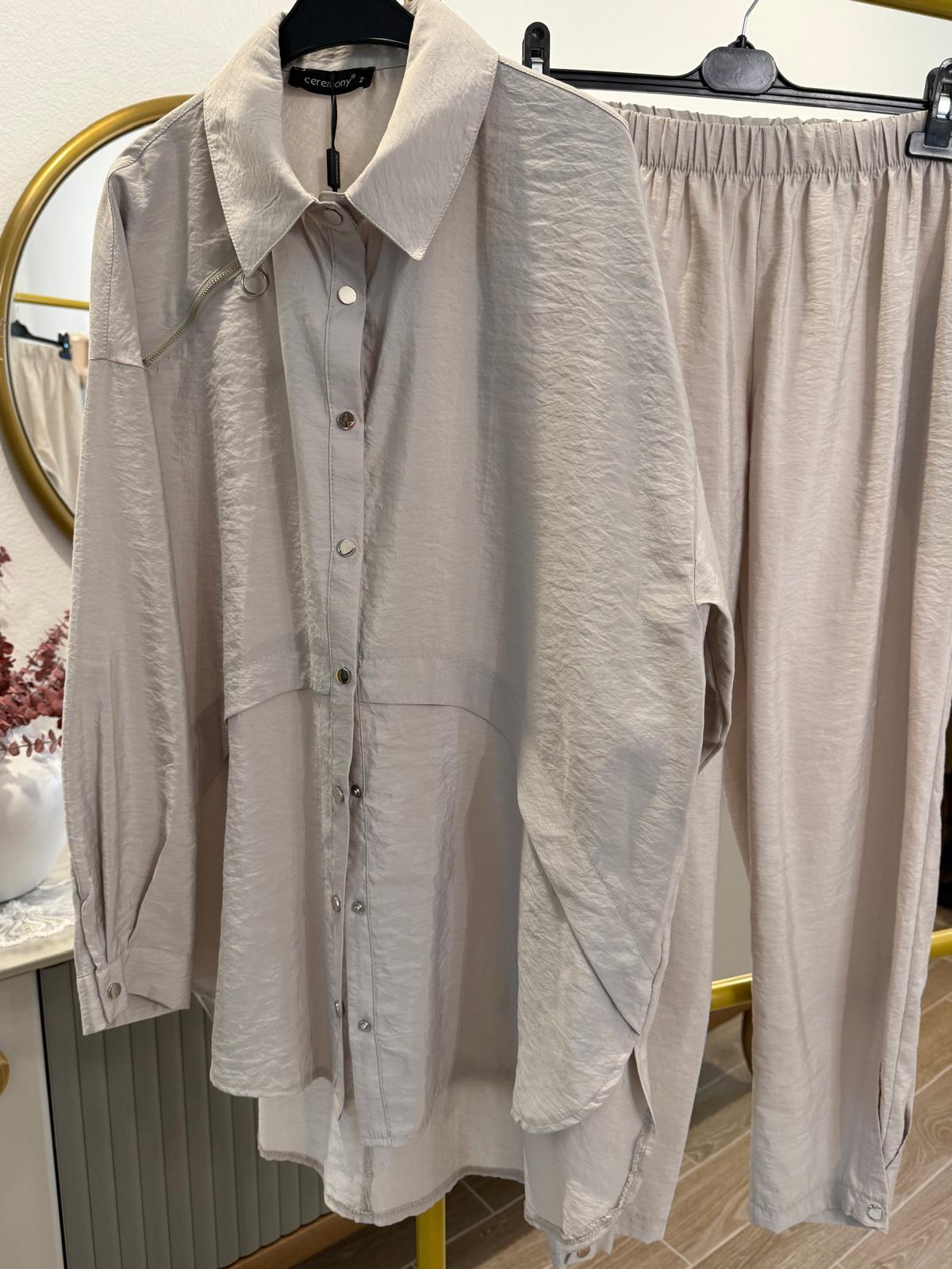 Dubai Set with Zipper and Snap Details - Pants and Tunic