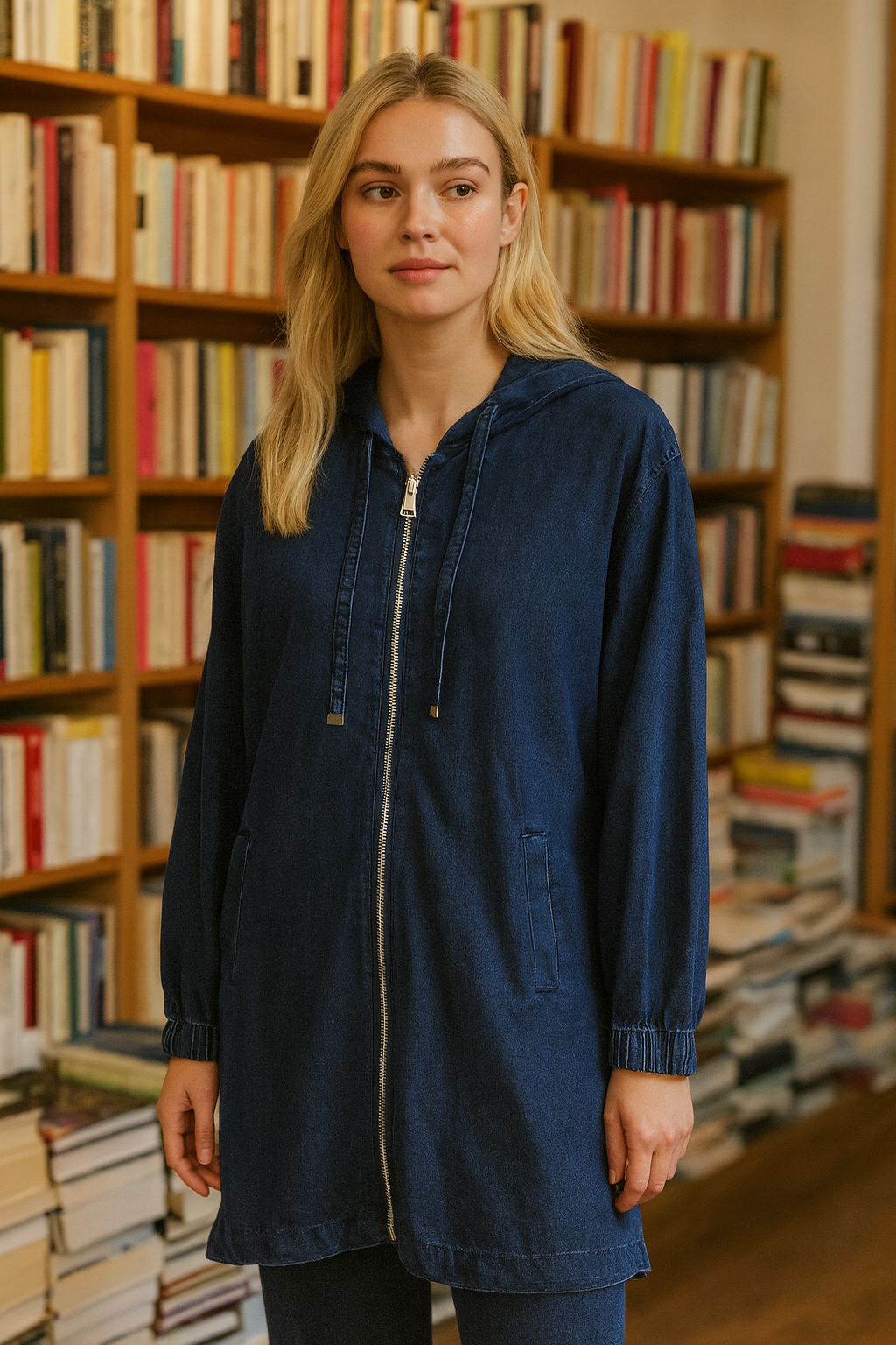 Two-piece denim-style casual set