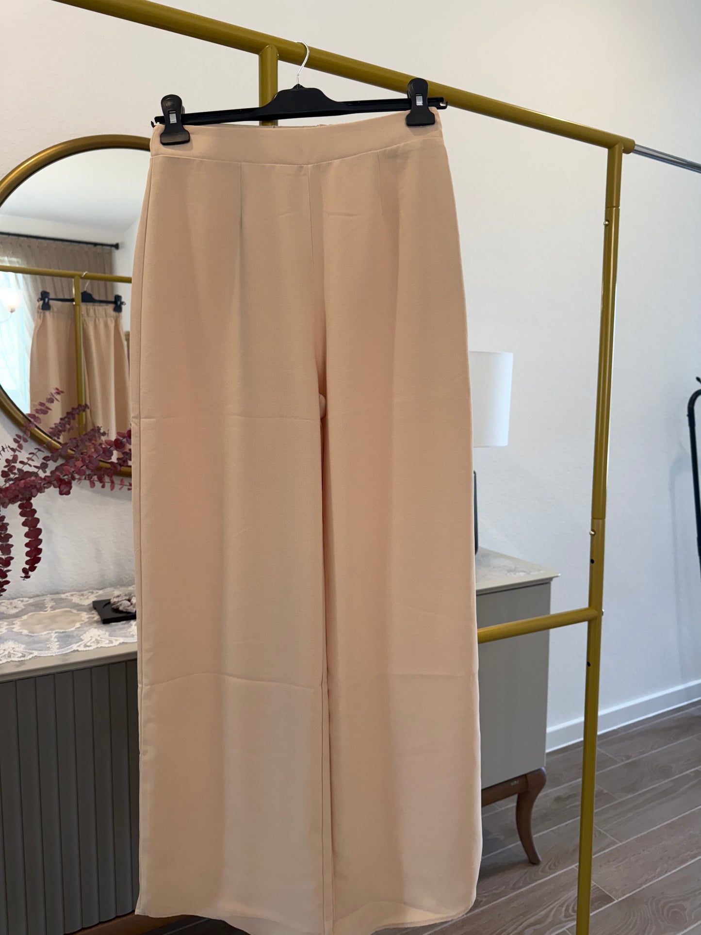 Nude Wide-Leg Palazzo Pants