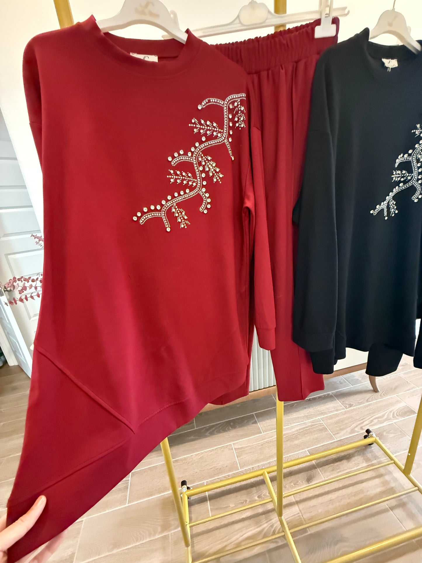 Stone-detailed Outfit Set