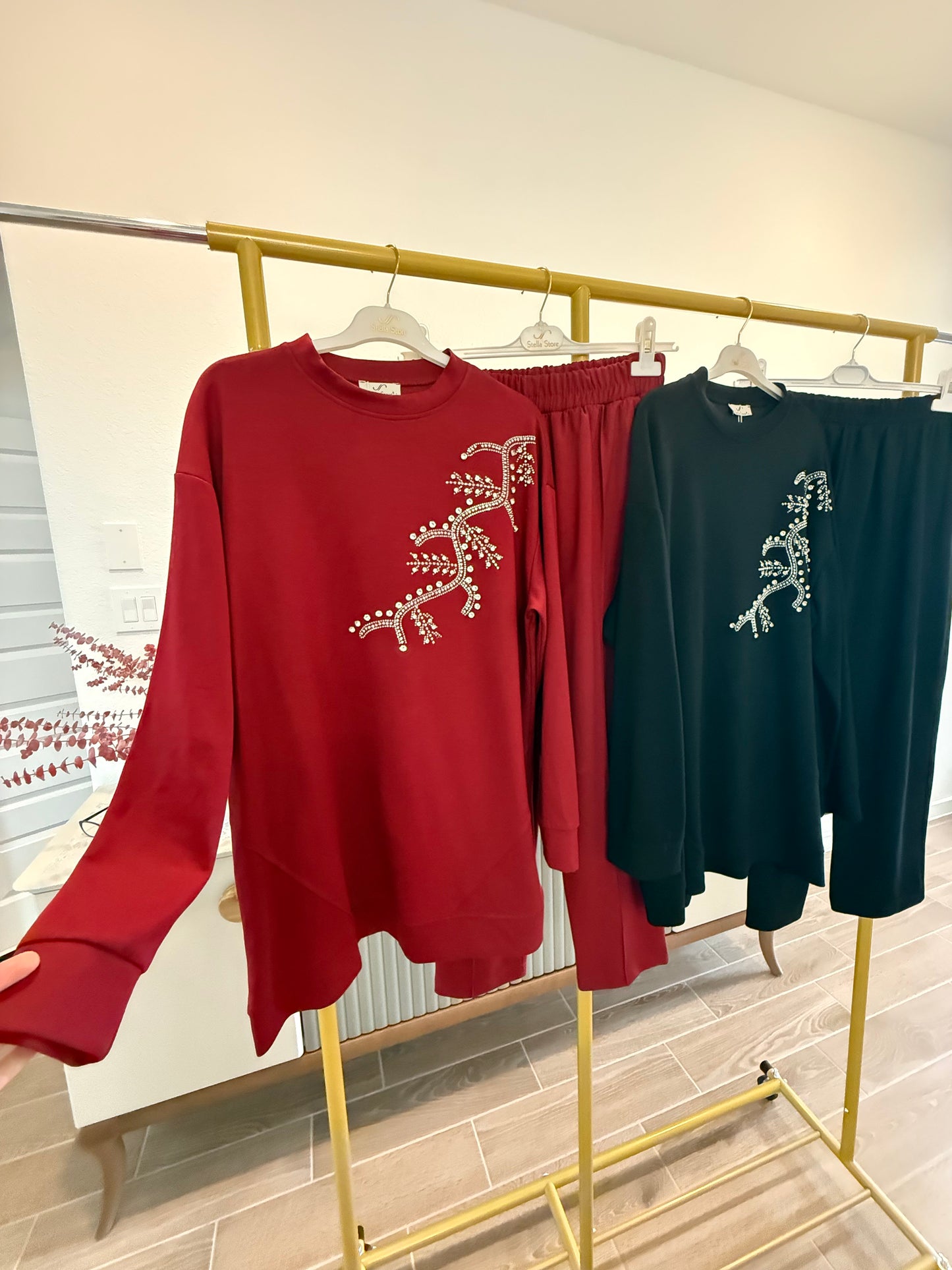 Stone-detailed Outfit Set