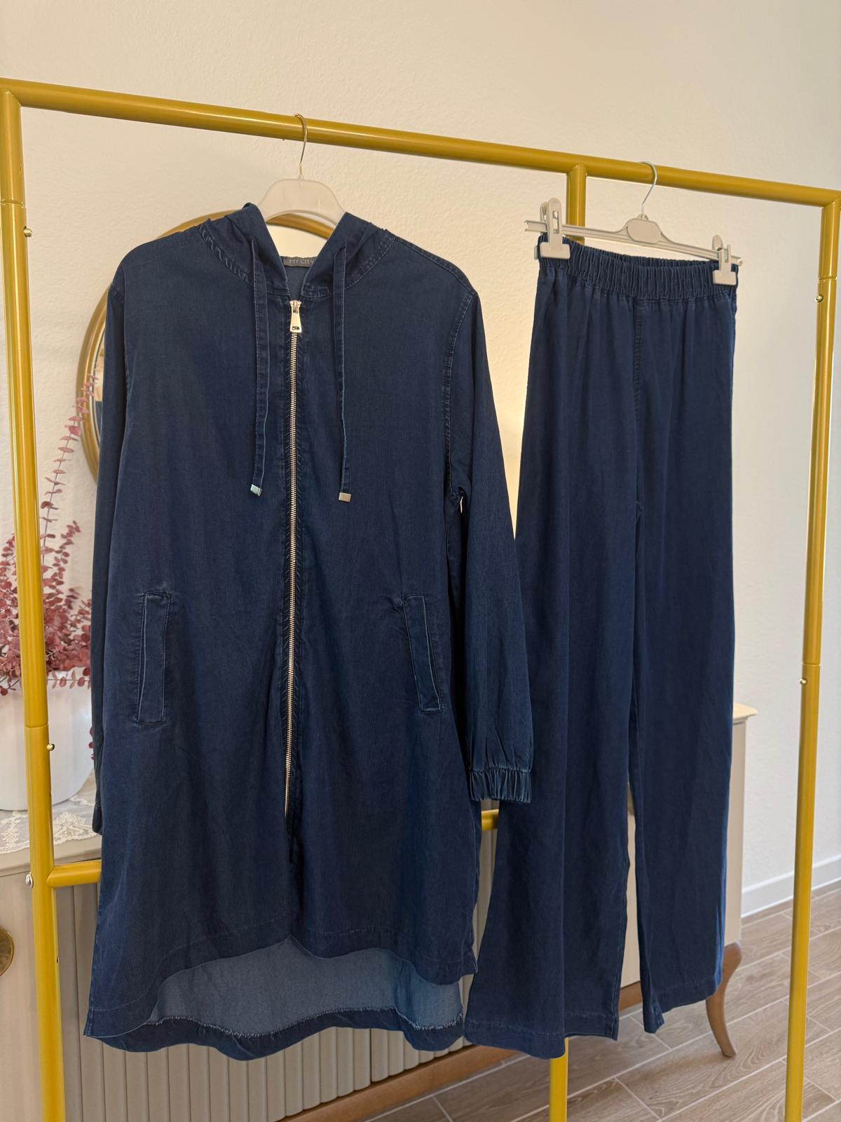 Two-piece denim-style casual set