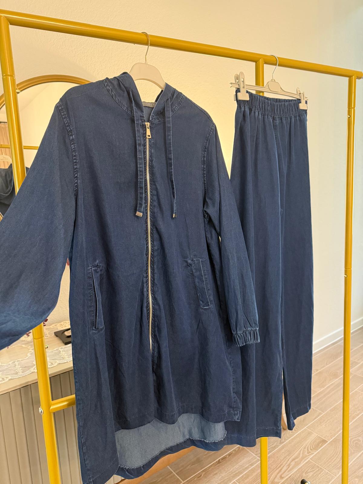 Two-piece denim-style casual set