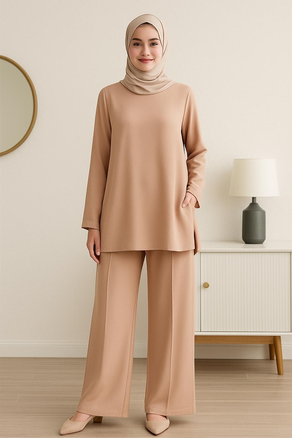 Nude Wide-Leg Palazzo Pants