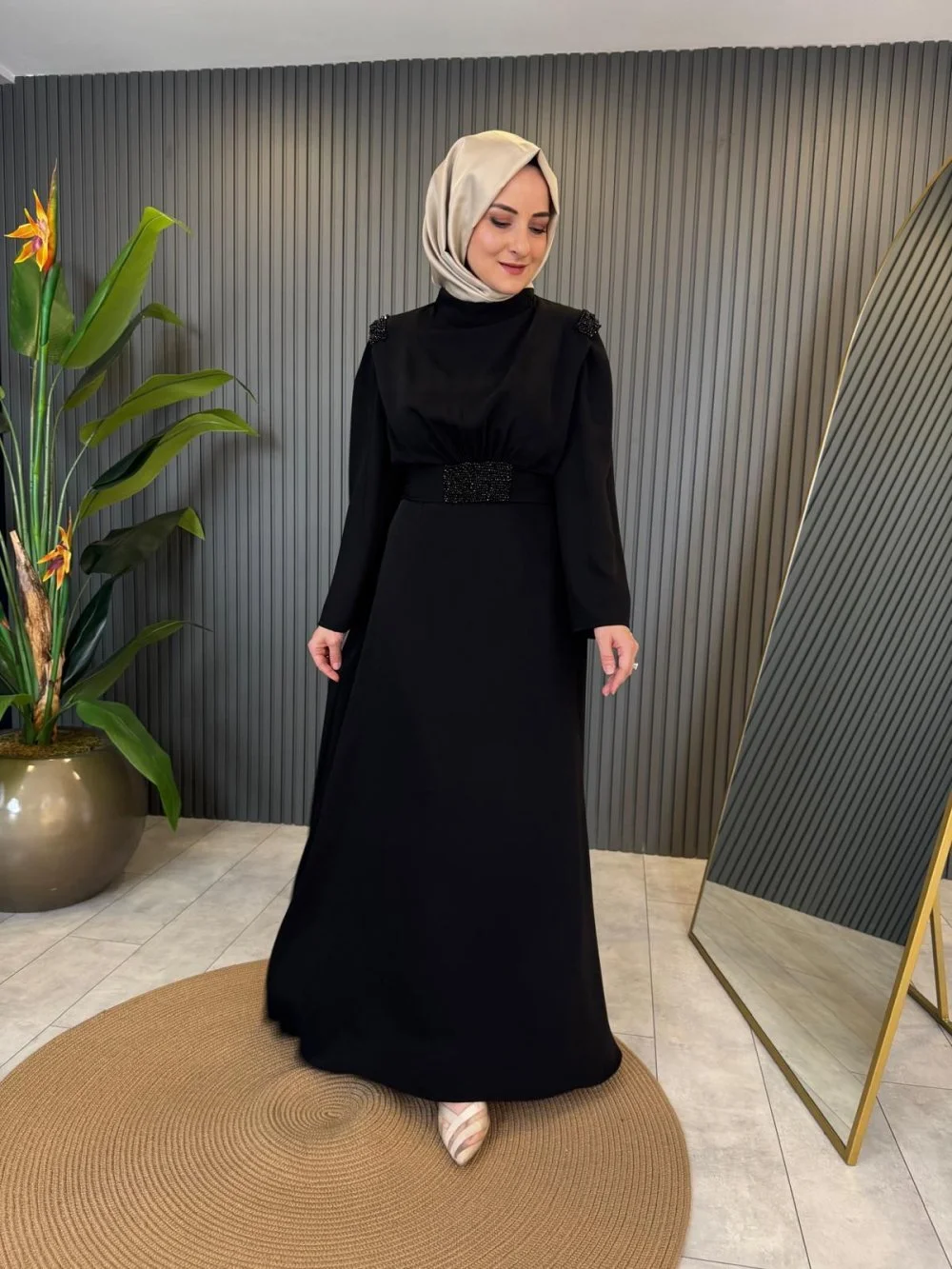 Faux Gem-embellished Abaya