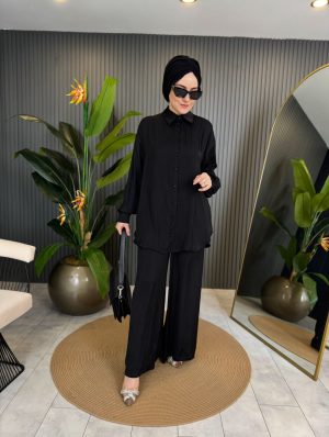 Button-down Crinkled Silk Set