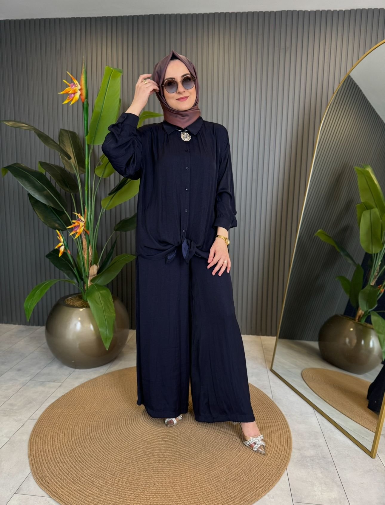 Button-down Crinkled Silk Set - Image 4