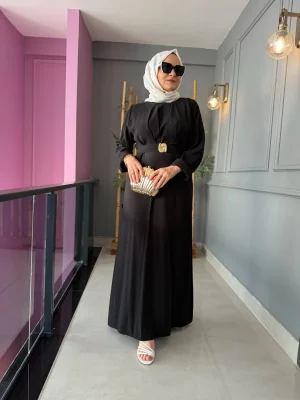 Dress With Golden Detailed Belt