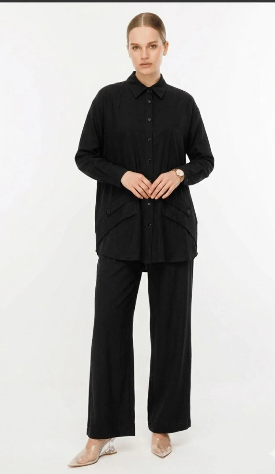 Faux Gem Embellished Modal Pant Set - Image 3