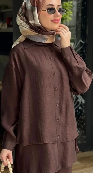 Slit Detail Blouse And Pants Set