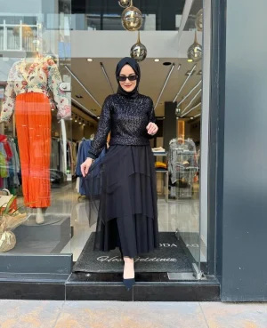 Sequin Abaya Set